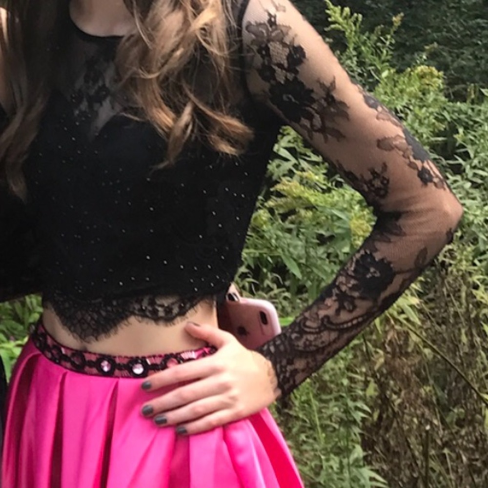 DAVE & JOHNNY black and pink homecoming dress